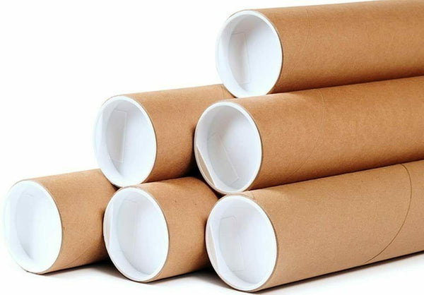 50 - 2" x 15" Round Cardboard Shipping Mailing Tubes With End Caps